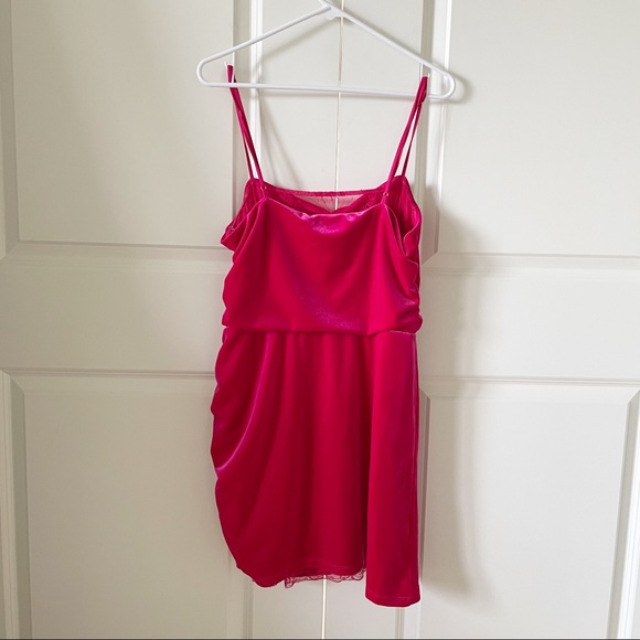 Lovers + Friends Dylan Velvet and Lace Pink Mini Dress Size XL - Picture 11 of 12
